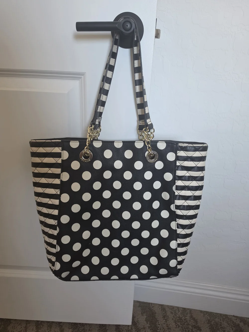 Betsey Johnson Polka Dot & Stripe Tote Bag
